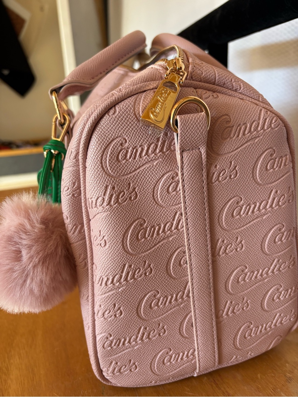 Candie's Blush Pink Embossed Mini Satchel with Pom and Tassel